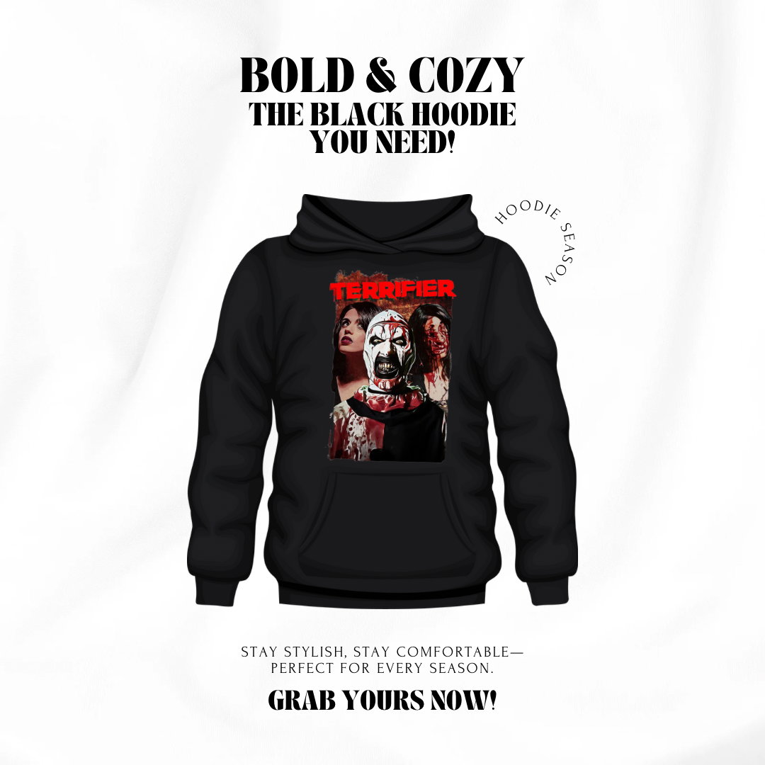 Terrifier Hoodie (Large) – Horror Movie Inspired Unisex Pullover